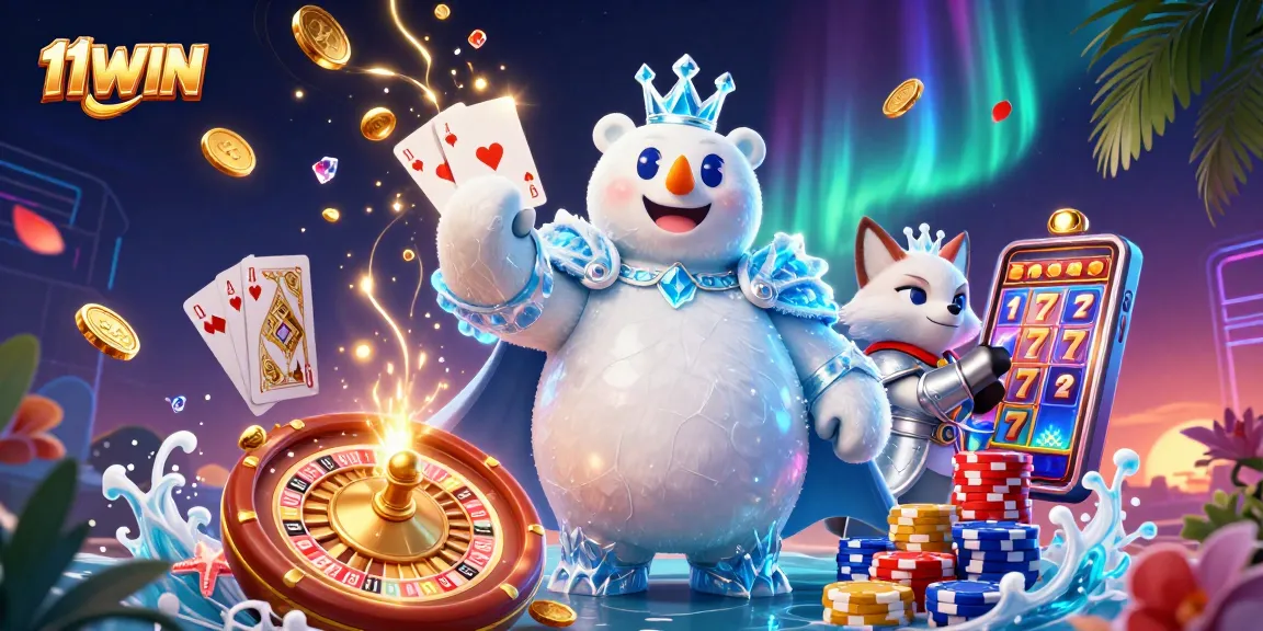 Engage in winning strategies at 11WIN with our vibrant casino illustration featuring gold coins and cards.
