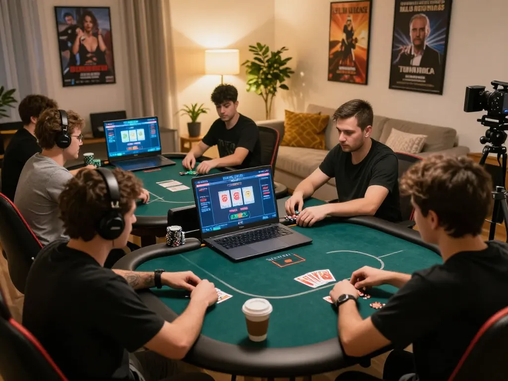 Players engage in an online poker game with NET88 interface, showcasing strategic gameplay and excitement.
