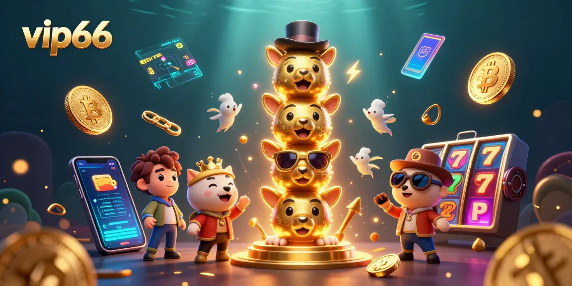 Spin the reels and win with vip66 in this vibrant casino-themed digital illustration.