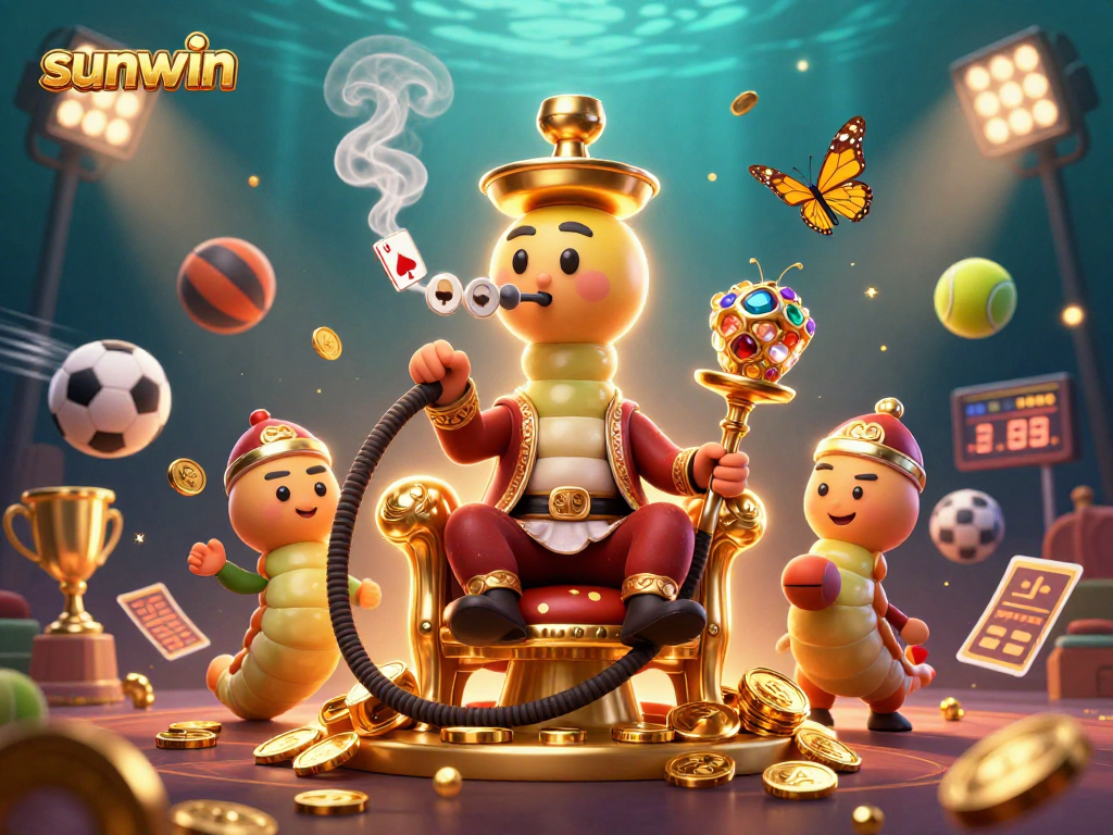 Experience sunwin excitement with a vibrant 3D casino-themed scene showcasing iconic game elements.