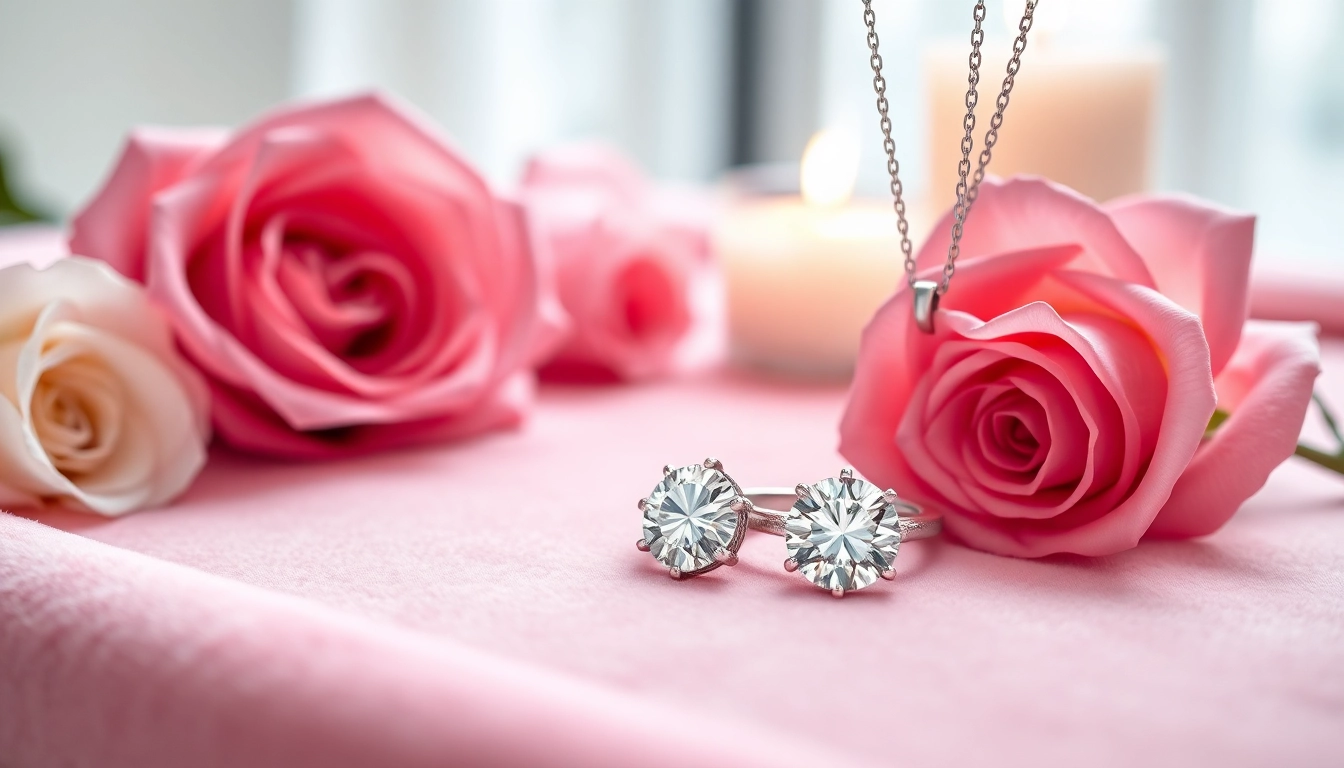 Explore Valentine’s Day diamond gifts UK with a close-up of an elegant ring and necklace.