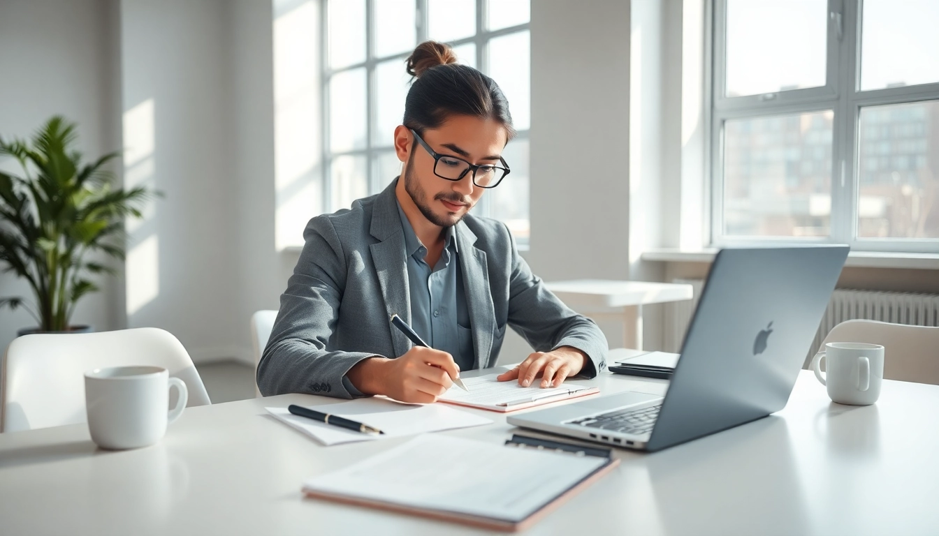 Complete the eta uk application form with confidence in a bright office setting.