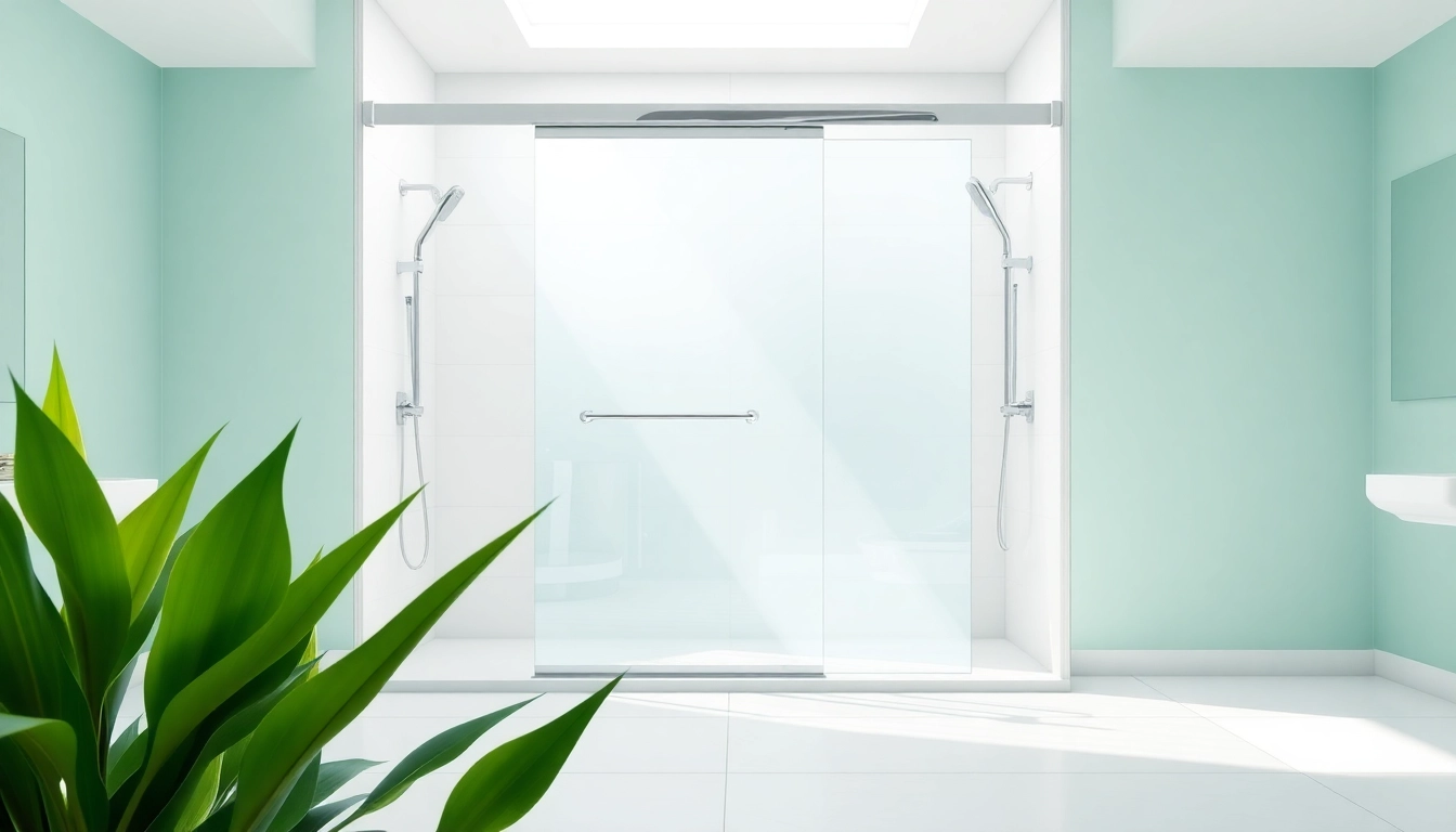 Attractive shower screen sliding door in a contemporary bathroom, showcasing modern design.