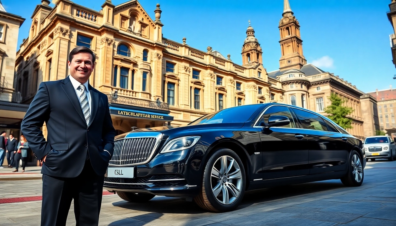 Chauffeur Nottingham offering premium service with an elegant vehicle in a city setting.