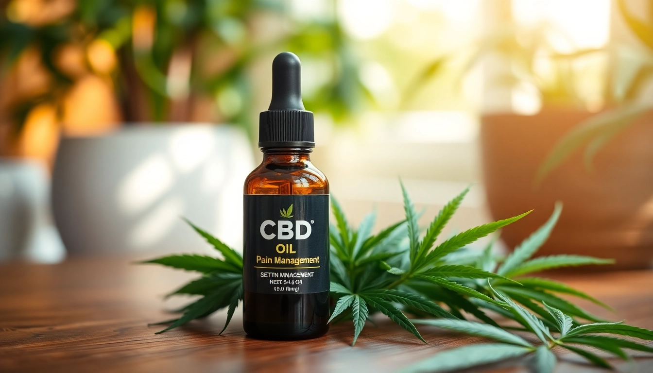 Best CBD oil for pain management UK showcased with fresh hemp leaves and calming natural elements.