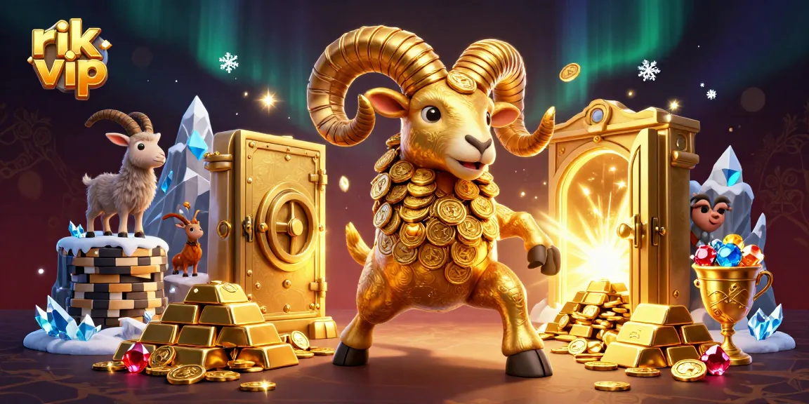 Engage with rik vip at an exhilarating casino, featuring rich gold elements and dynamic characters.