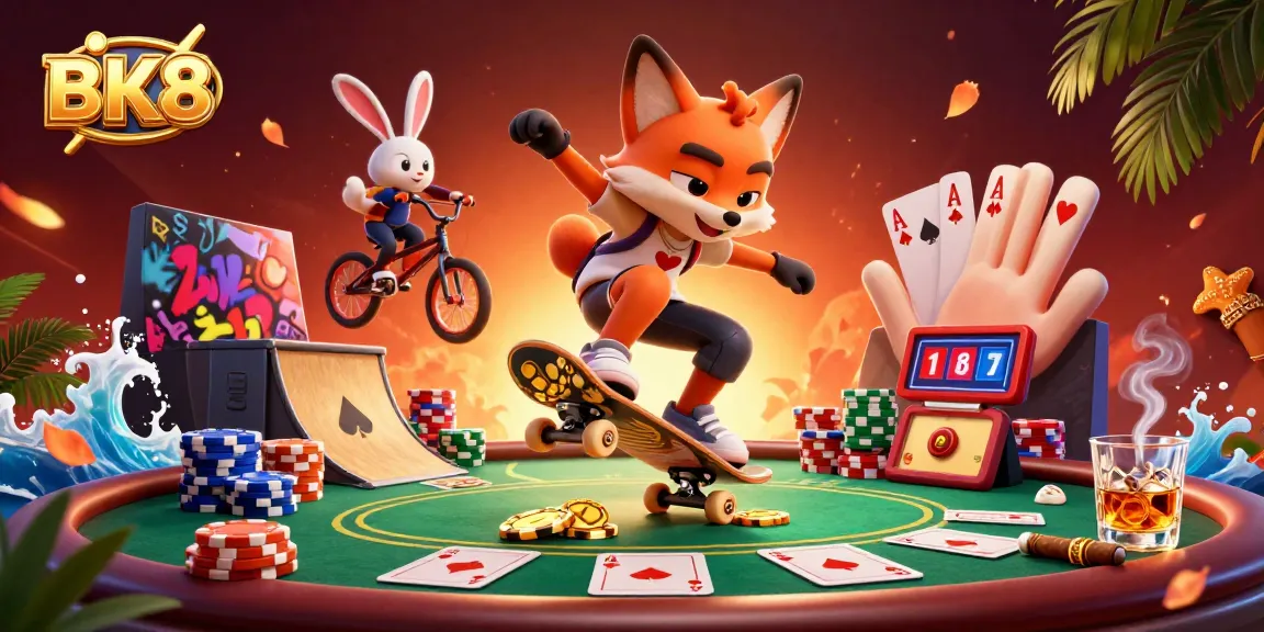 Engage with BK8's vibrant gaming world featuring dynamic characters and rich casino elements.