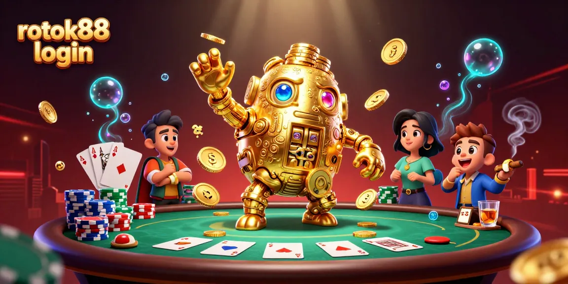 Experience immersive online gaming with rokok88 login, featuring 3D cartoon elements and vibrant casino action.