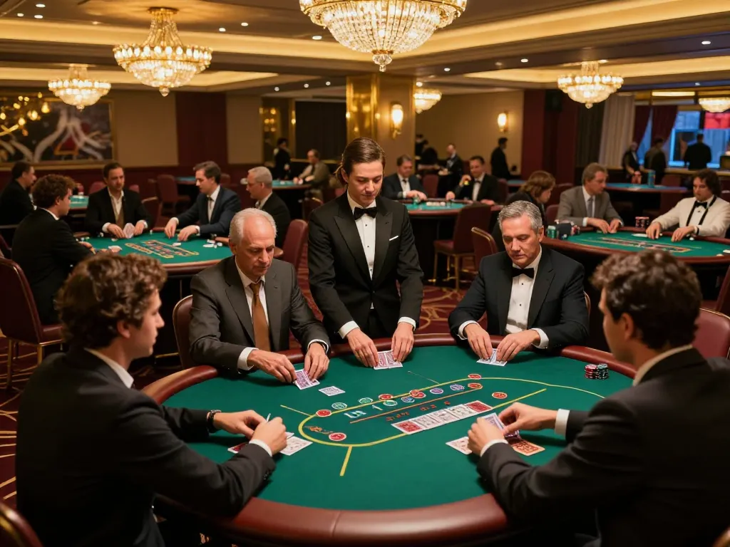 Engaged players participating in a game using DA88 poker strategies in a lavish casino setting.