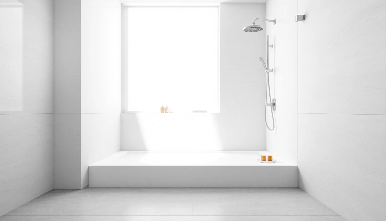 Elevated view of a modern shower base shower with elegant design and natural light.