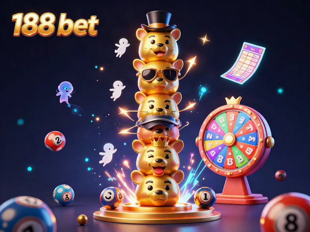Engage with the vibrant lottery-themed scene of 188 bet, showcasing a unique golden totem pole and prize elements.