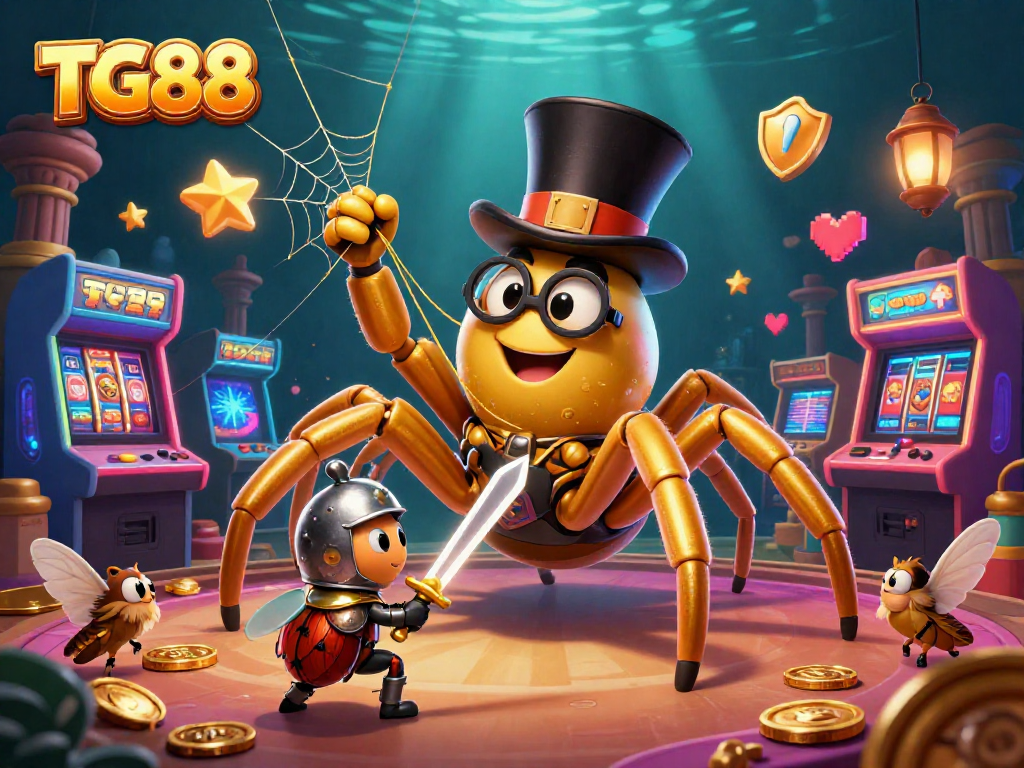 Experience thrilling moments at TG88 with a dynamic 3D illustration of casino excitement.