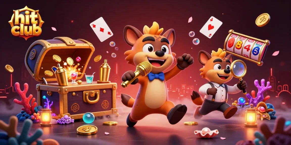 Experience hit club's vibrant casino scene, featuring cartoon hyenas and dynamic gaming elements.