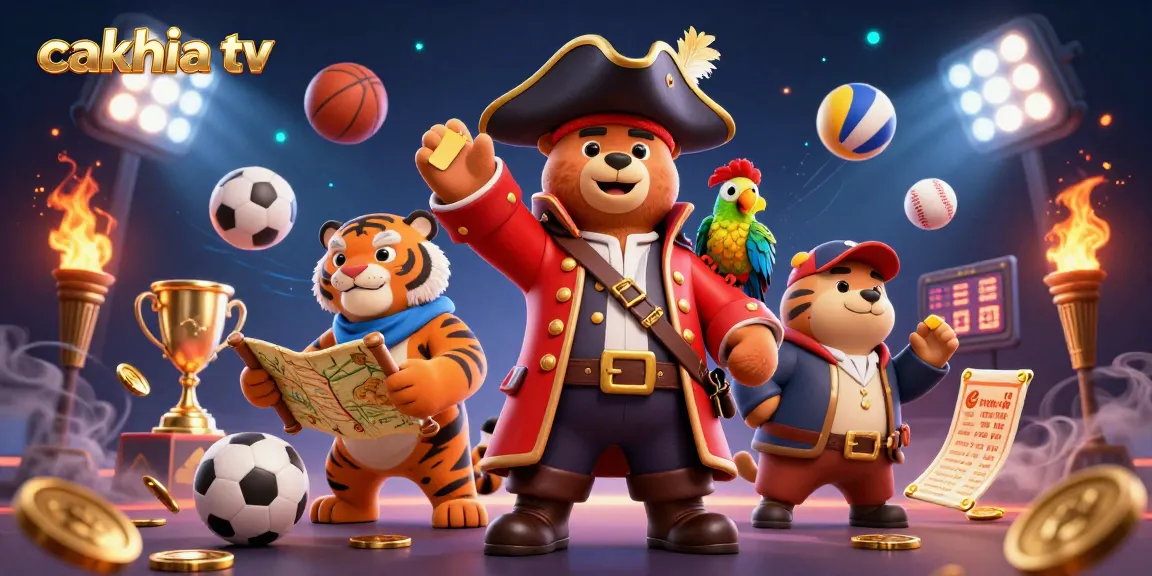 Cakhia TV brings thrilling sports betting fun with dynamic action in a vibrant 3D illustration