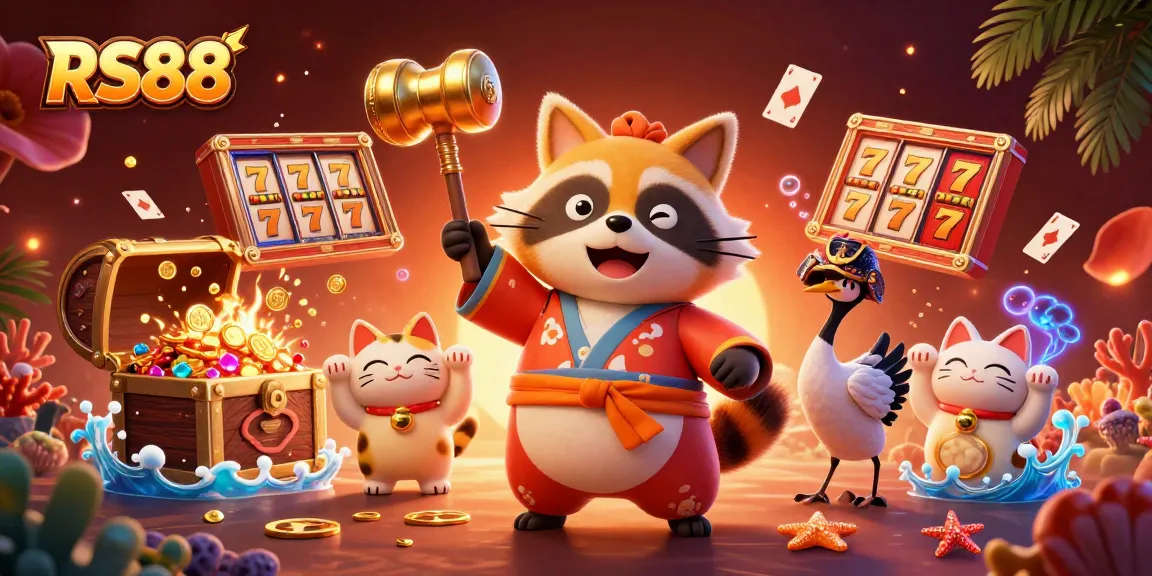 Engage with the dynamic world of RS88 as the cheerful tanuki initiates a winning streak surrounded by vibrant game elements.