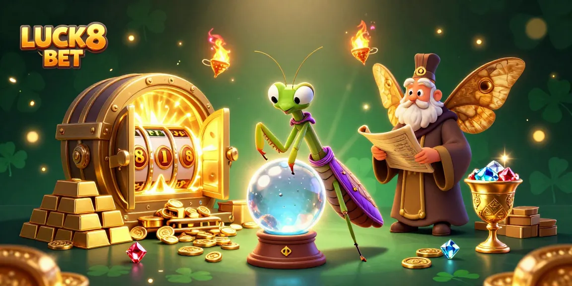 Experience the excitement of LUCK8 BET with vibrant casino elements and fantasy characters in an enchanting scene.