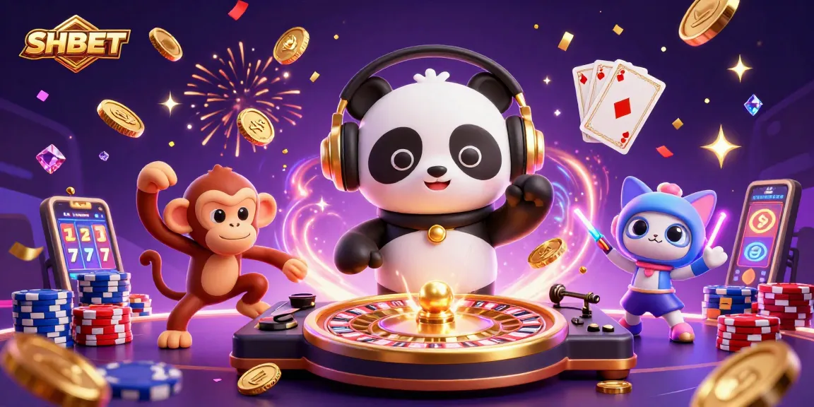 Experience excitement at SHBET with a lively scene featuring a DJ panda, dancing monkey, and rave kitten.
