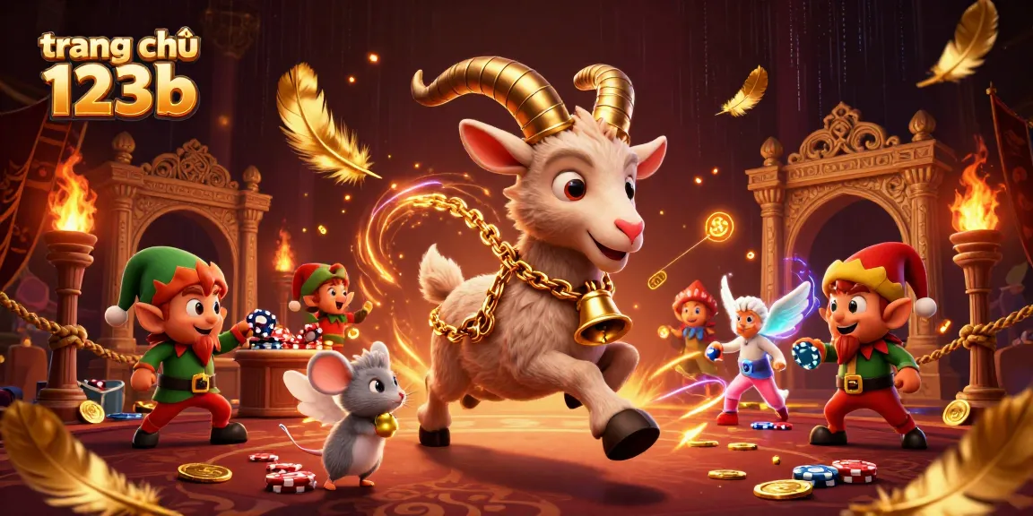 Win big at trang chủ 123b with a lively scene of a Krampus running a casino, featuring unique characters!