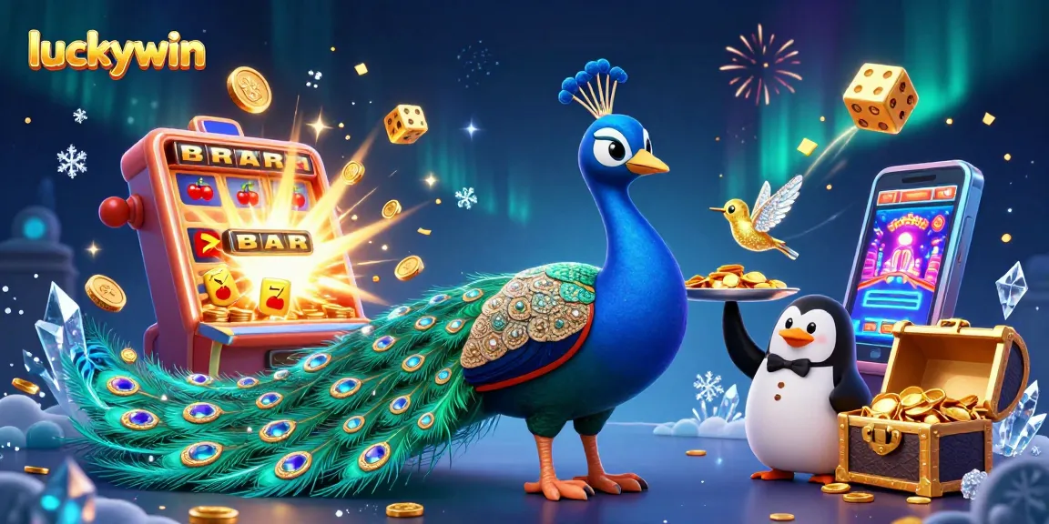 Spin and win jackpots with luckywin in this vibrant 3D casino illustration filled with excitement.