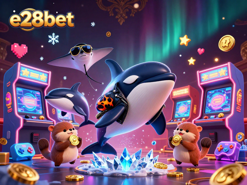 Engage with exciting e28bet gameplay featuring vibrant characters and gold coins in an animated casino setting.