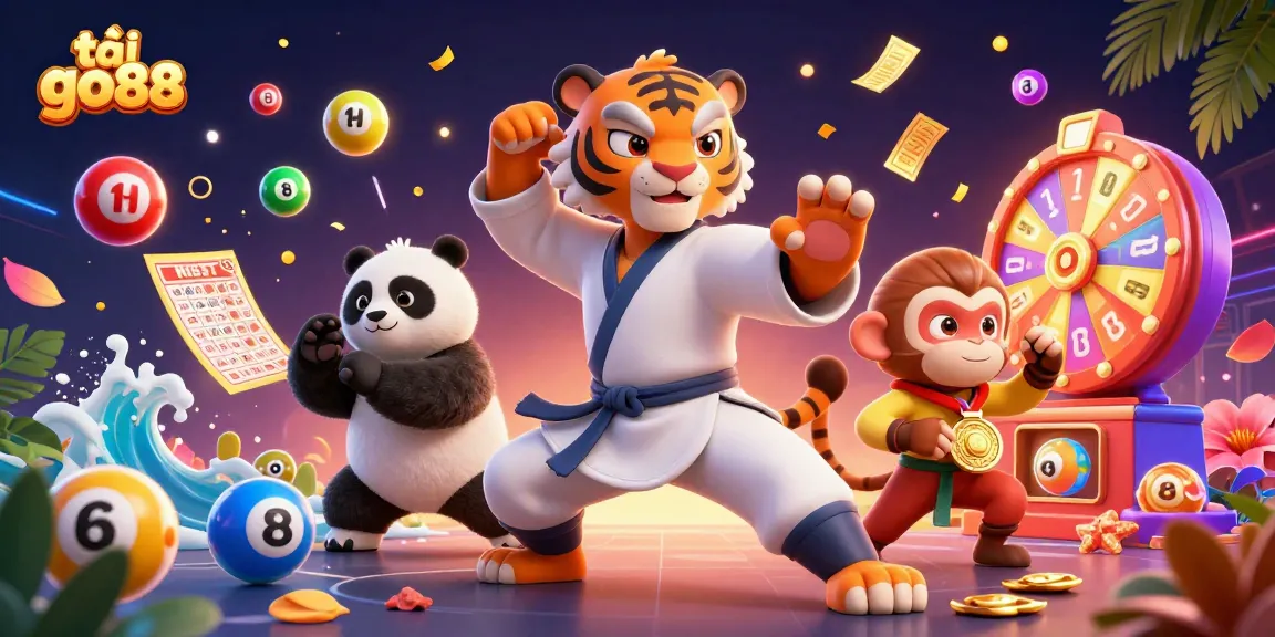 Experience excitement with tải go88 featuring vibrant characters, dynamic lottery elements, and a striking gaming atmosphere.