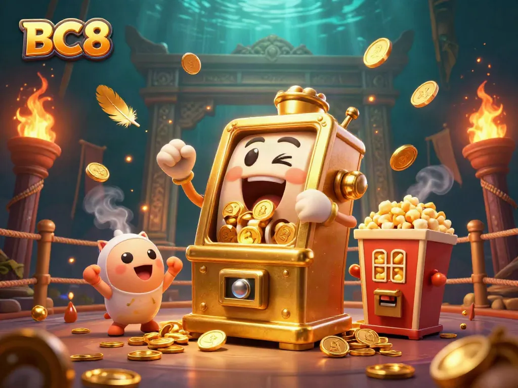 Experience the excitement of BC8 with a golden slot machine jackpot scene, cheers, and festive fireworks.