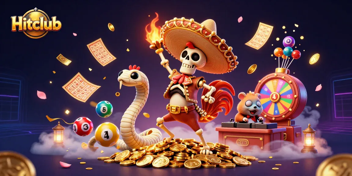 Engage in thrilling gameplay at Hitclub featuring vibrant lottery balls and an energetic casino scene.