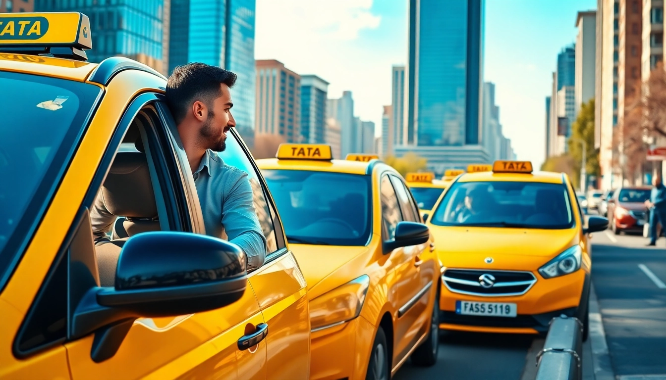 Minicabs waiting at a city curb for passengers, showcasing urban transport efficiency.