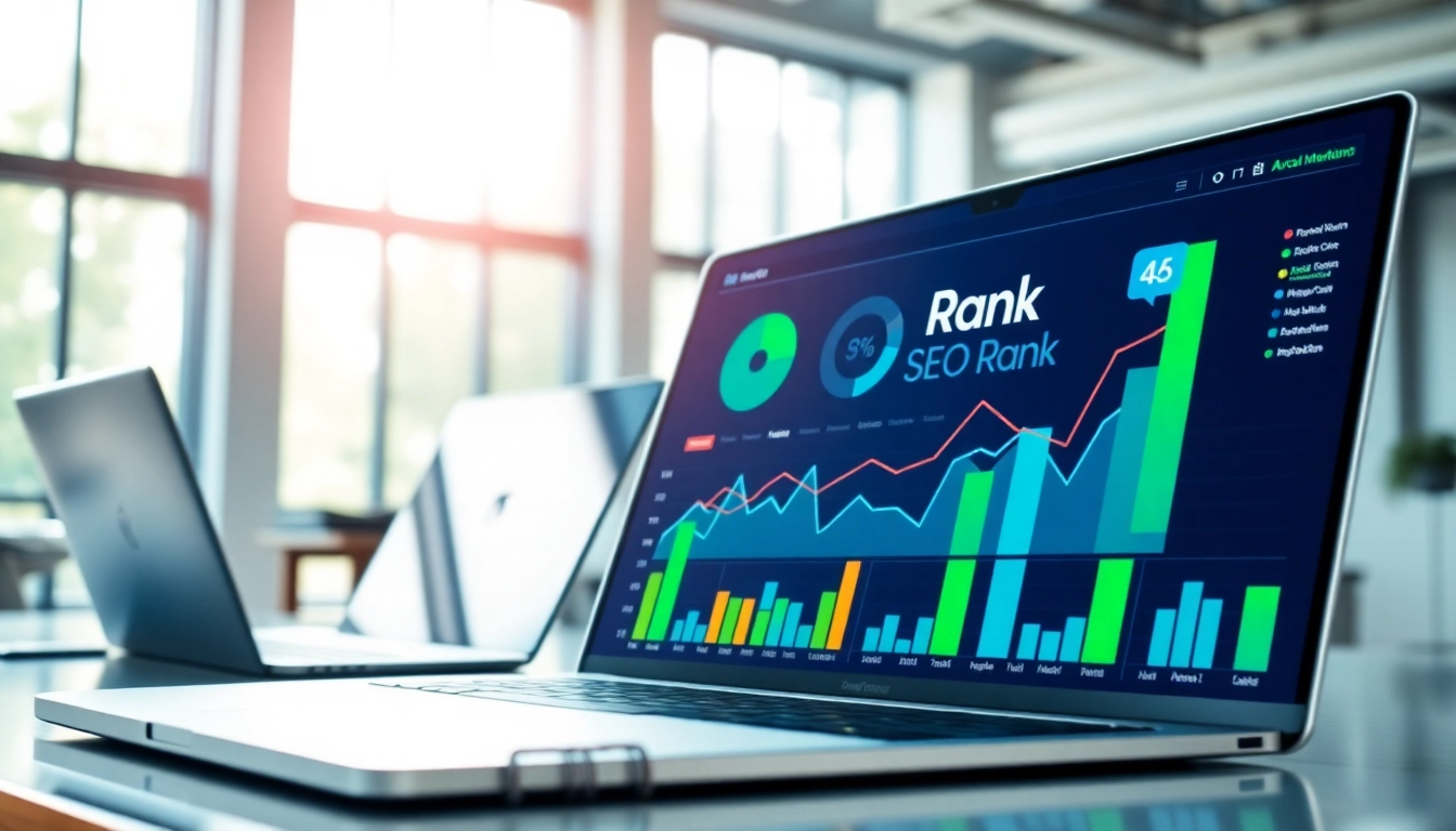 Track your SEO Rank insights with vibrant analytics in a modern office setting.