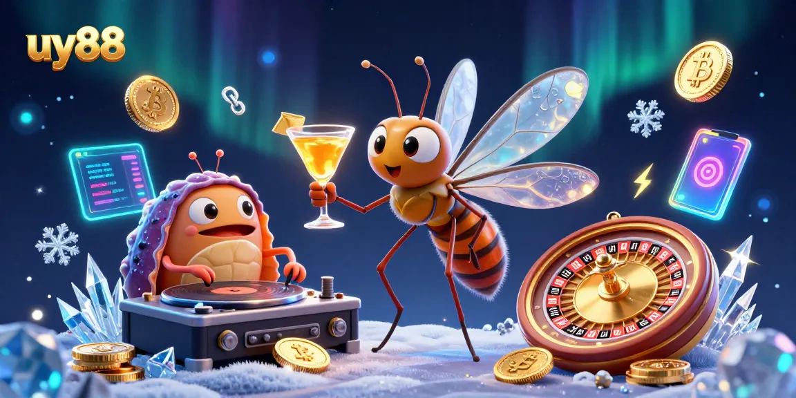 Experience fun at uy88 casino with a lively 3D mosquito mascot and trilobite DJ.