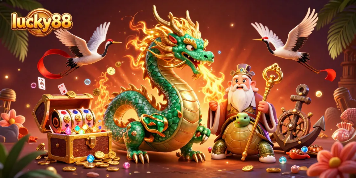 Win big with lucky88 in an exciting casino adventure featuring vibrant 3D characters and game elements.