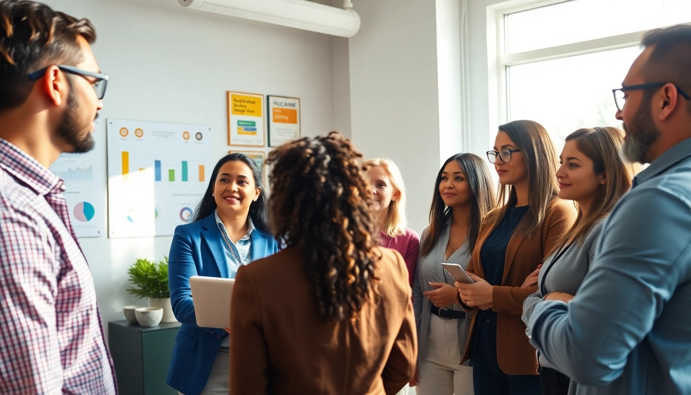 How to find my perfect career with a professional coach guiding a diverse group in an engaging office setting.