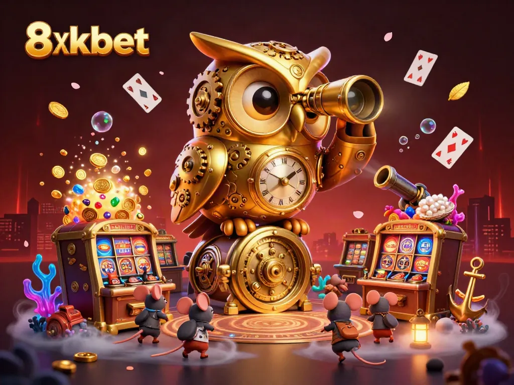 Experience thrilling entertainment at 8xbet with a vibrant casino illustration showcasing games and excitement.