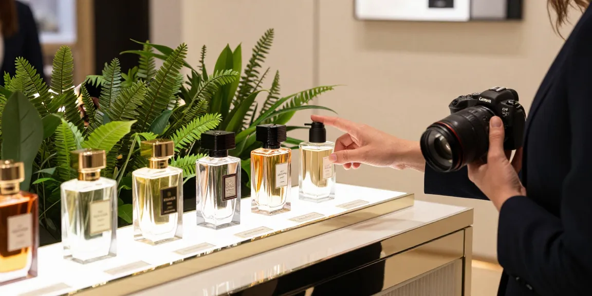 Explore the luxurious Razaventus perfume collection in an elegant retail setting.