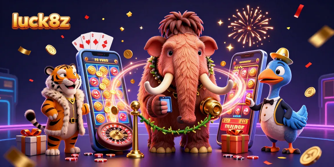 Experience luck8z at a vibrant casino scene brimming with excitement and gaming action.