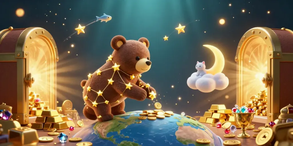 Experience exciting wins with 98win in a vibrant casino atmosphere filled with treasures and stars.