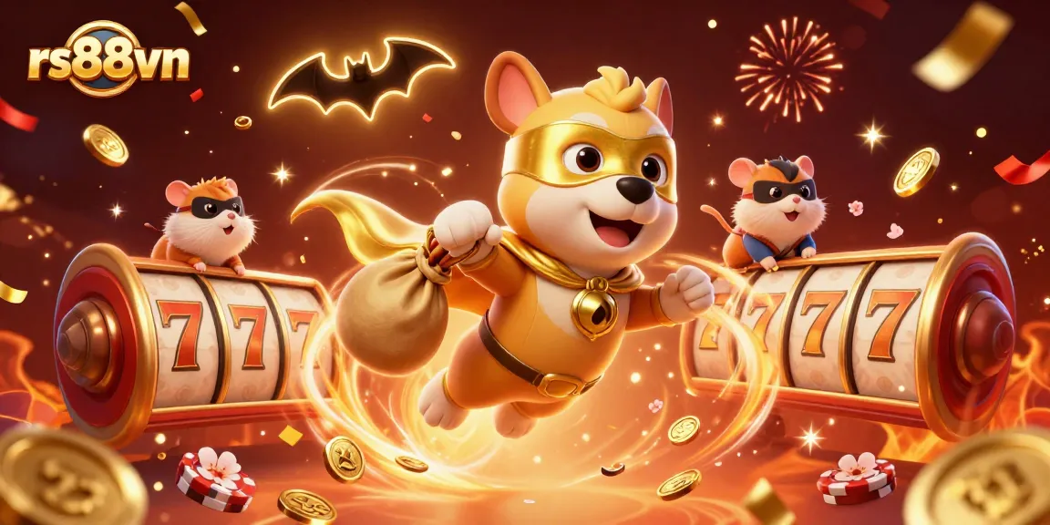 Experience the excitement of rs88vn with a superhero dog and hamster in a casino-themed adventure.