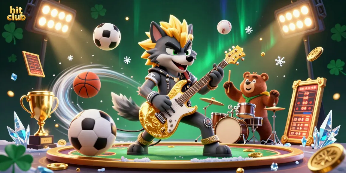 Experience the hit club excitement with vibrant 3D casino illustration of animated characters and dynamic sports elements.