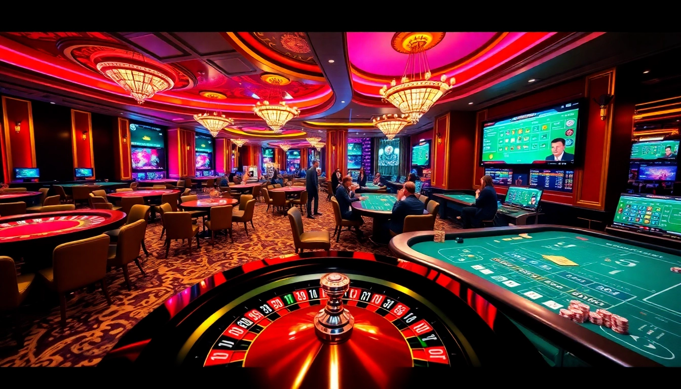Experience thrilling gameplay at SUNWIN.COM with a lively casino atmosphere featuring poker tables and roulette.