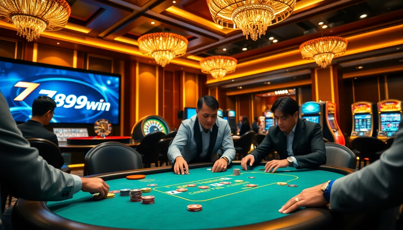 Experience high-stakes gambling at 789win's luxurious poker table with vibrant chips and cards.