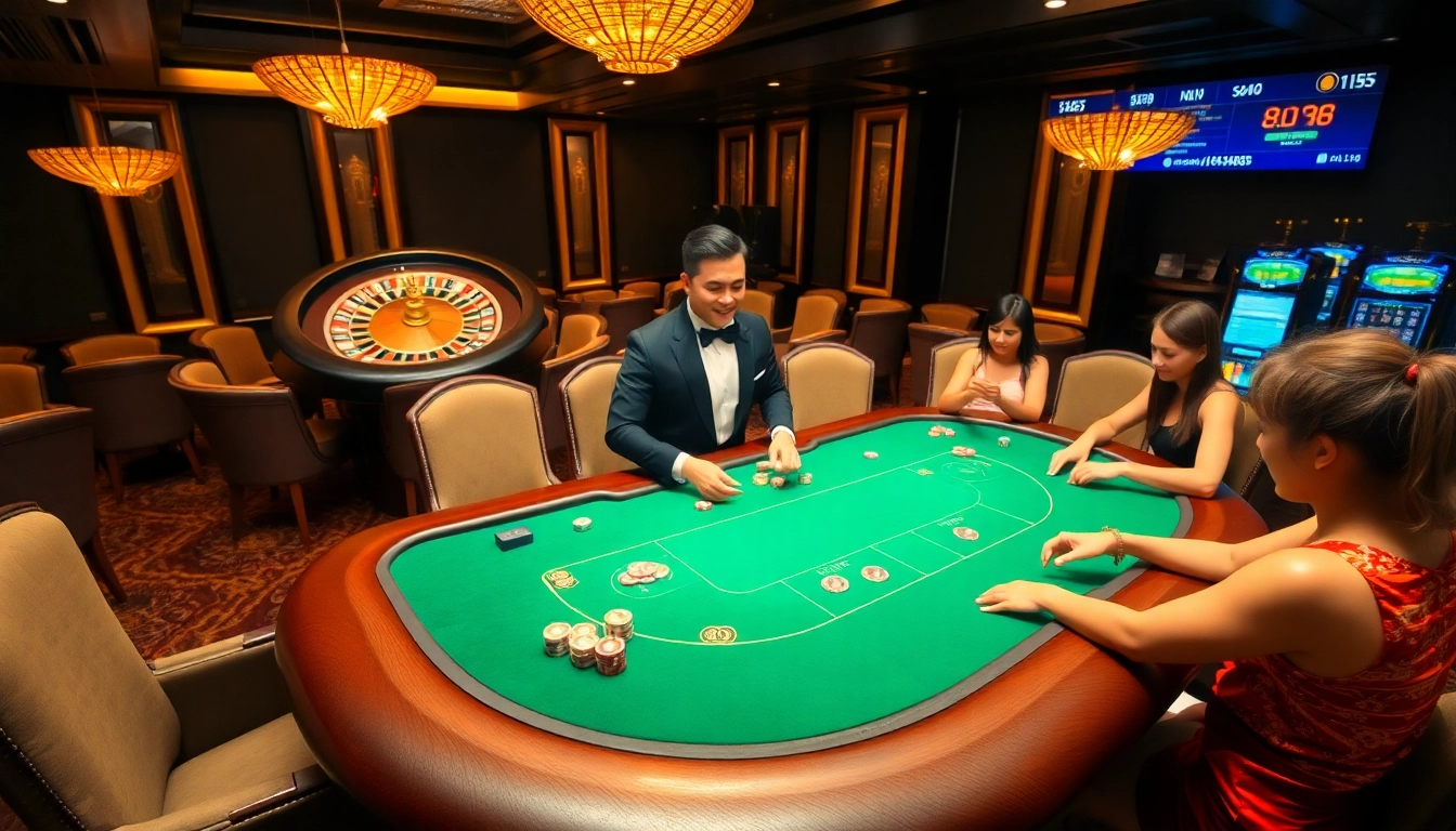 Players enjoying the excitement of a luxurious casino experience at Goal123 with engaging games.