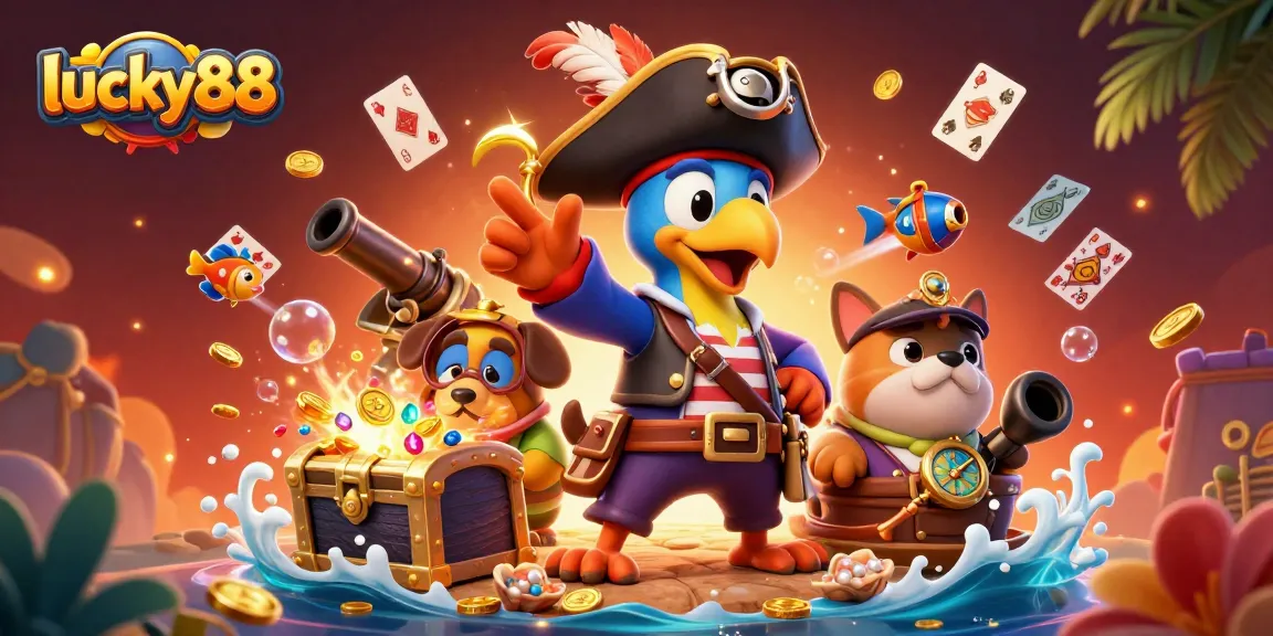 Engage in immersive gameplay with lucky88, showcasing a vibrant pirate-themed casino scene.
