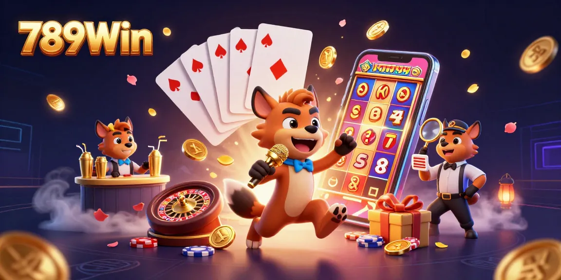 Join the fun at 789Win with vibrant casino action featuring hyenas in a dynamic gaming scene.